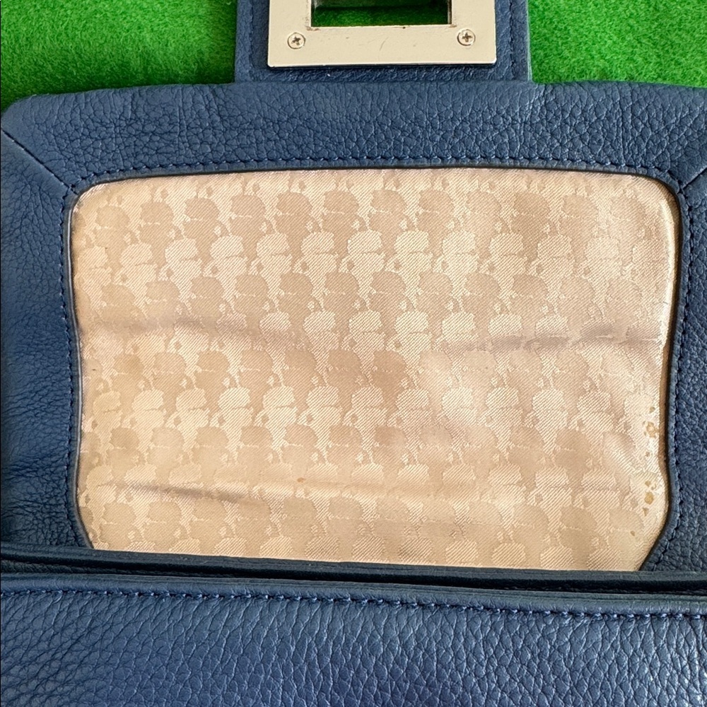 Karl Lagerfeld Paris Agyness crossbody in marine blue pebbled leather, EUC - Picture 7 of 13